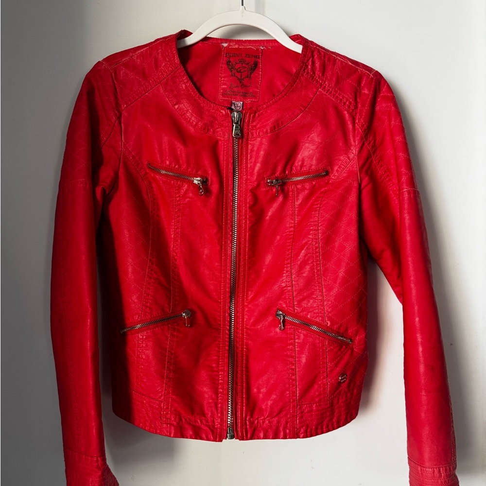 Point Zero Vibrant Red Leather Jacket